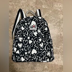 Brighton Endless Love Black And White With Hearts All Over Small Backpack